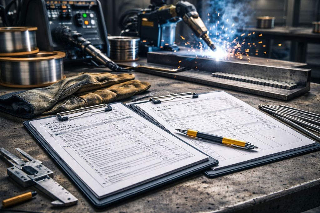 Checklist WPS PQR welding pada proses SMAW GMAW GTAW untuk mengendalikan variabel esensial dan mencegah rework pengelasan