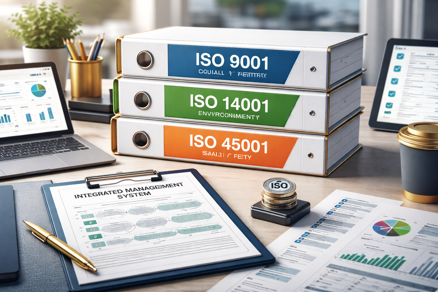 Ilustrasi integrasi IMS ISO 9001 dengan sistem dokumentasi terstruktur untuk mempercepat proses audit tanpa birokrasi