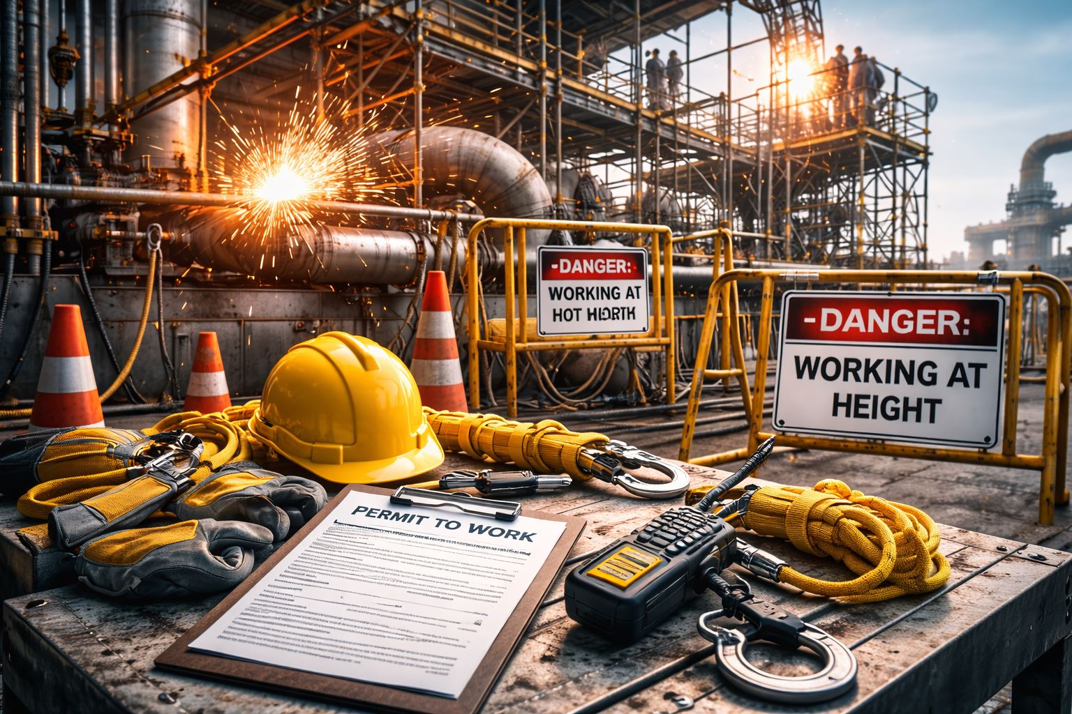 Permit to work JSA pada proyek instalasi dengan penerapan pengendalian risiko hot work dan kerja di ketinggian